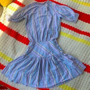 Fantastic Voyage 80s 90s Lilac Gray Pastel Striped 100% Cotton Dress Halloween